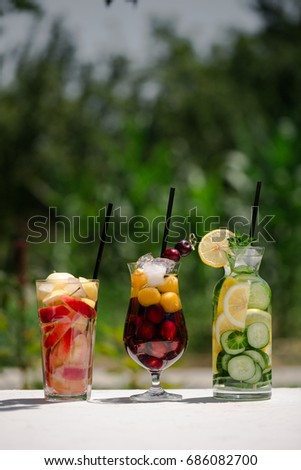 Similar – Infused fruit water cocktails and green vegetable smoothies