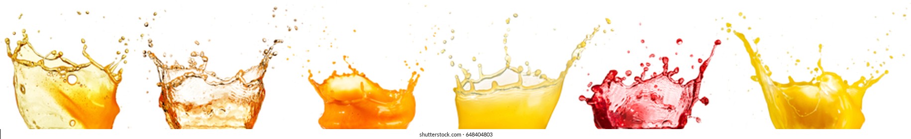 Fruit Juice Splash Collection Isolated On White