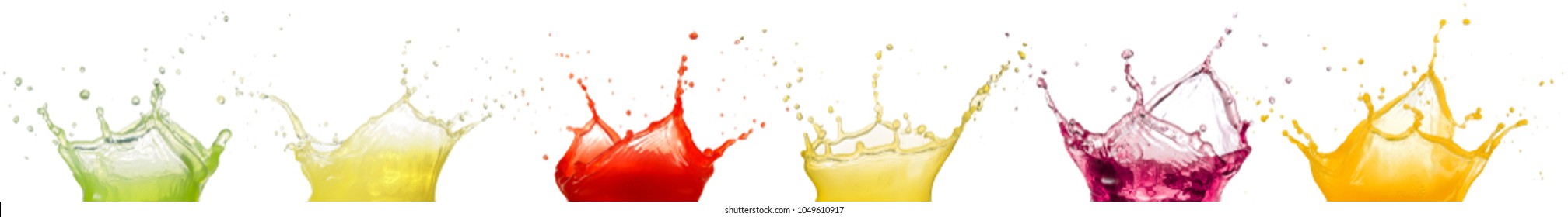 fruit juice splashes isolated on white background