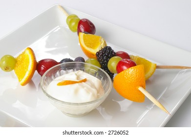 Fruit Kabobs With Citrus Yogurt Dip.