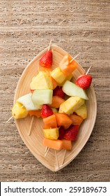 Fruit Kabobs - Fruit On Skewers - On Tray. With Copy Space