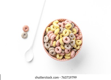 Fruit Loops In A Bowl, Top View
