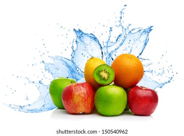 Fruit Mix In Water Splash