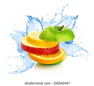 Fruit Mix In Water Splash