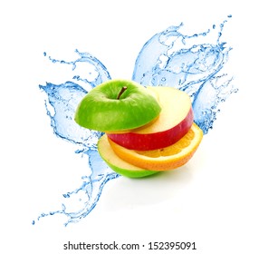 Fruit Mix In Water Splash