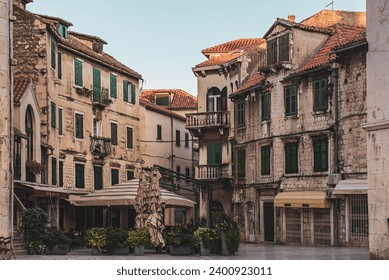 Fruit old square in Split, Croatia in Diolectian's Palace area, UNESCO heritage. Travel destination background. Dalmatia.