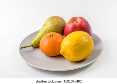 Fruit On A Plate Top Side View