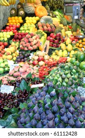 Fruit On Sale La Boqueria Food Market In Barcelona Catalonia Spain Europe