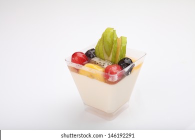 Fruit Panna Cotta Isolated In White Background