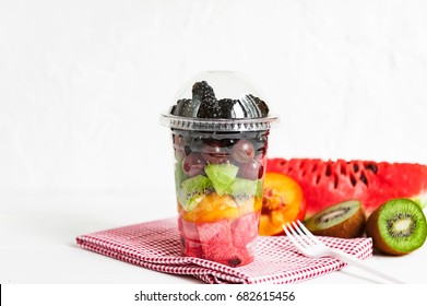 Fruit In A Plastic Cup.