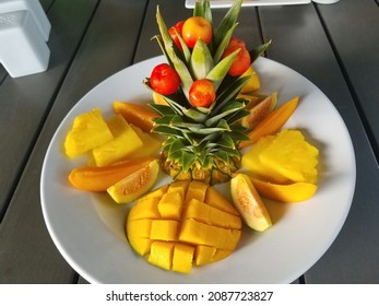 Fruit Plate Pineapple Jamaican Cherries Mango Guava