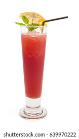 Fruit Punch Mocktail, Isolated And Clipping Path On White Background.