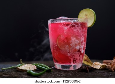 Fruit Punch Mocktail On Wooden