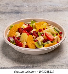 fruit salad banana ,apple ,kiwi ,orange ,strawberry ,pomegrant