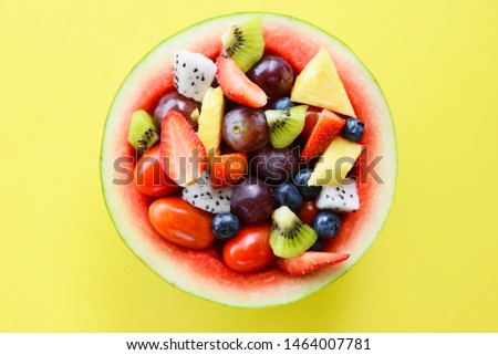 Similar – Foto Bild Wassermelonenschale gefüllt mit Obst