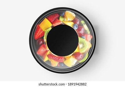 Fruit Salad Food Container With Sticker Mockup