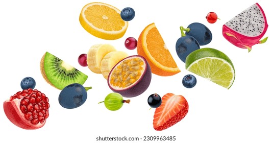 Fruit salad ingredients isolated on white background - Powered by Shutterstock