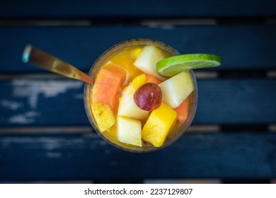 fruit salad mango grape lime