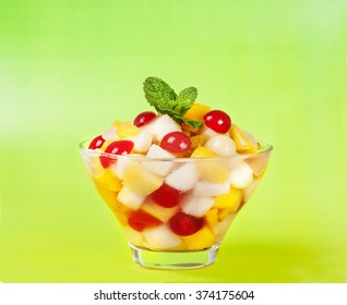 Fruit Salada / Fruit Salad With Pineapple, Pear, Cherry, Peach, 