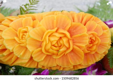 Fruit Sculpture On Table For Wedding Ceremony 