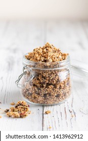 Fruit And Seed Granola In Glass Jar