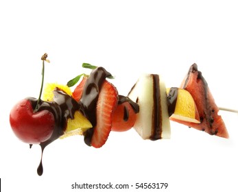 Fruit Skewer With Chocolate Sauce