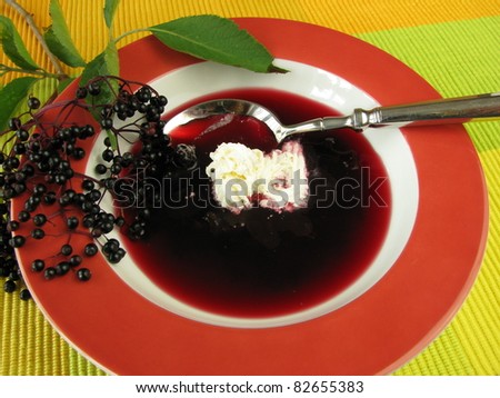 Fruit soup with elderberries Stock photo © 