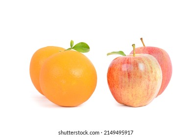 Fruit Two Apples And Two Oranges Comparison Concept