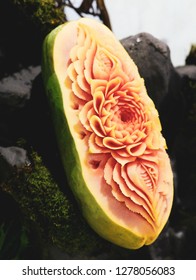 Fruit And Vegetable Carvings, Display Thai Fruit Carving