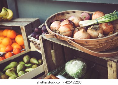 Fruit And Vegetables Outside Grocery