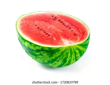 Fruit Watermelon Cut In Half On The White Ground