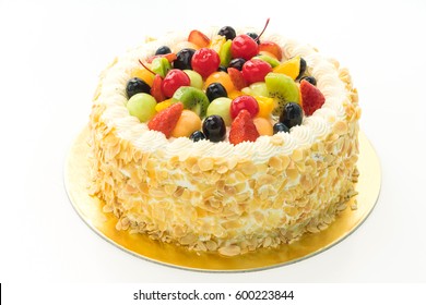 Fruits cake isolated on white background