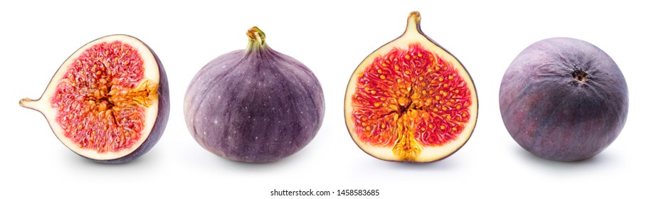 Fruits figs on white background. Figs slice Clipping Path. Professional food photography - Shutterstock ID 1458583685