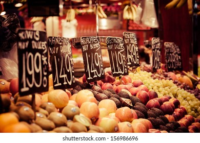 Fruits Market, In La Boqueria,Barcelona Famous Marketplace