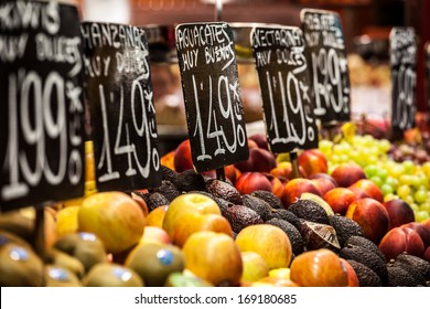 Fruits Market, In La Boqueria,Barcelona Famous Marketplace 