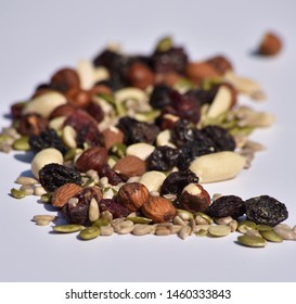 Fruits, Nuts And Seeds Mix: Flame Raisins, Peanuts, Sunflower And Pumpkin Seeds, Dried Cranberries, Hazelnuts, Almonds.