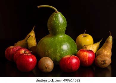 fruits on a dark background, studio picture