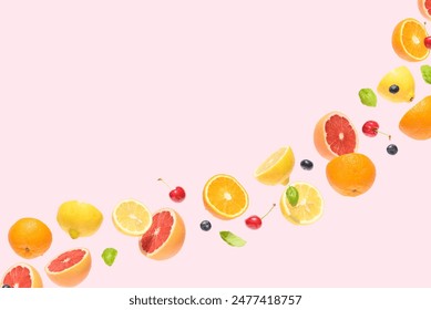 Frutas sobre un fondo