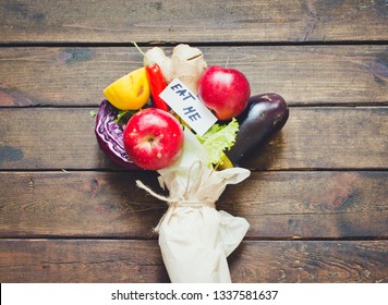 Fruits and vegetables bouquet/toned photo