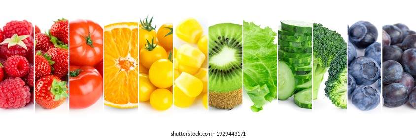 Obst und Gemüse. Collage of color food. Frisches Essen