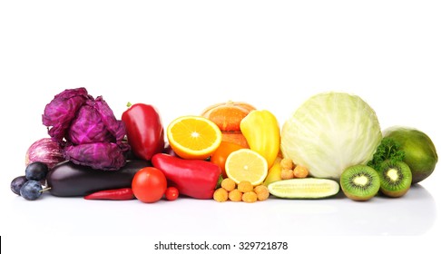 Fruits And Vegetables Isolated On White