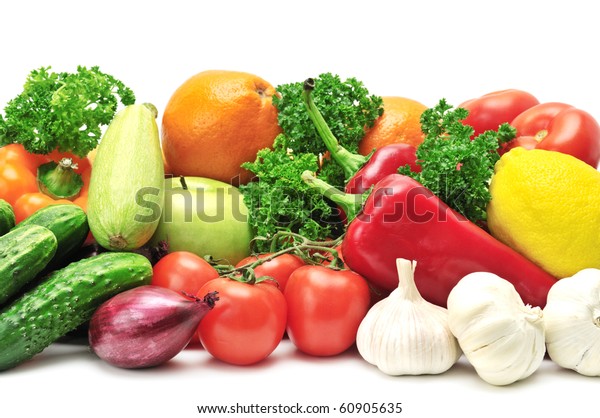 Fruits Vegetables Isolated On White Stock Photo (Edit Now) 60905635