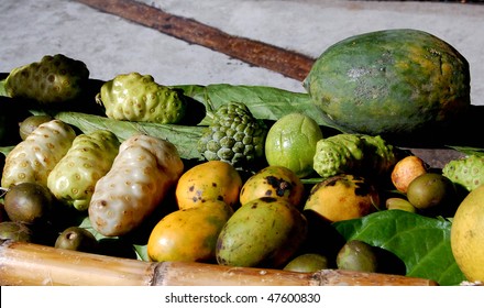 Fruits And Vegetables At A Market In St. Lucia