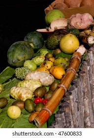 Fruits And Vegetables At A Market In St. Lucia