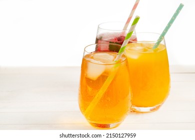 Fruity cold drinks with ice