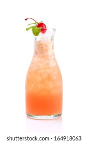 Fruity Mocktail In Bottle Isolated On White.