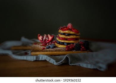 Fruity pancake stack with berries