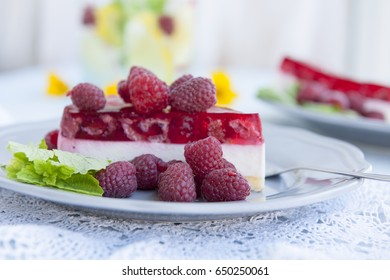 Fruity rush and cheese cake. Raspberry, mint, basil
from close
