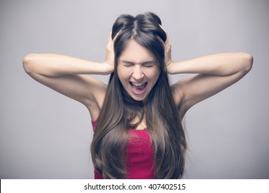 Frustrated Angry Woman Screaming Out Loud Stock Photo 407402515 ...