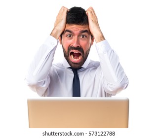 Frustrated Businessman In His Office